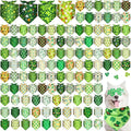 Amylove 120 Pcs Dog Bandanas Bulk Holiday Triangle Dog Pack Puppy Kerchief Bandana Adjustable Pet Scarf for Pet Cat Costume Accessories Decor(Shamrock)