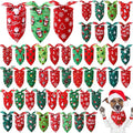 Preboun 50 Pcs Christmas Dog Bandanas Bulk Red and Green Bandanas for Dogs Triangle Kerchief Bibs Scarf Set for Pet Xmas Costume Photo Props Accessories Pet Shops, 25 Styles (25.6 x 17.7 x 17.7)