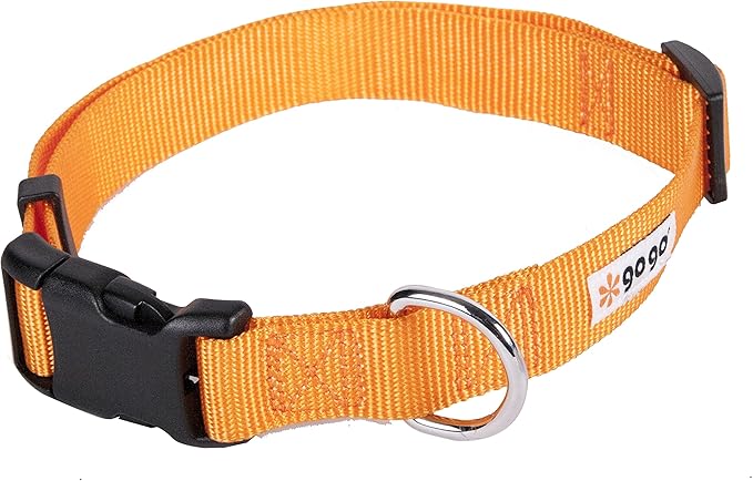 GOGO Pet Products Comfy Nylon 3/4-Inch Adjustable Pet Collar, Medium, Orange