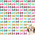 Tondiamo 100 Pack Summer Spring Dog Hair Bows with Rubber Bands Cute Puppy Bows for Dogs Spring Ear Bows Rhinestone Dog Hair Accessories Dog Bows Grooming for Small Girl Dogs
