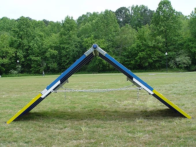DogSport 5' Agility A-Frame with Rubber Surface on Aluminum Supporting Boards (Blue-Yellow)