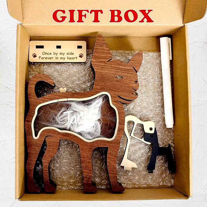 Chihuahua Hair Keepsake Box Wooden Pet Urns Holder Unique Dog Shape Standable Tabletop Decor Pet Memorial Idea Gift for Pet Lover Family Friends Storing Hair Teeth Ashes
