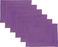 Solino Home Linen Cloth Placemats Set of 6-100% Pure Linen Hemstitch Purple Placemats 14 x 19 Inch - Classic Hemstitch Table Place Mats for Valentines, New Year