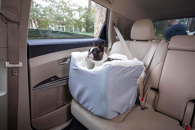 Snoozer Dog Car Seat: Lookout I Dog Booster Car Seat for Pets up to 18lbs, Helps Alleviate Travel Sickness & Fear for Dogs, Removable Washable Cover – Stone Diamond, Size Small