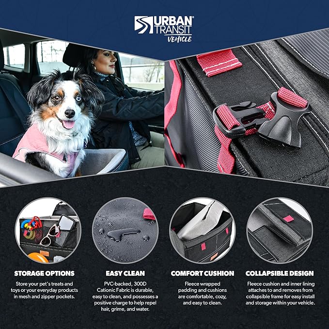 Pet Booster Seat - Premium Quality Safety Car Seat for Dogs Under 24 lbs - Easy and Comfortable Solution for Safely Transporting Your Pet in The Car - Fits Most Standard Vehicles