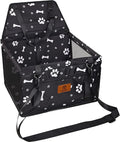 Elevon Dog Car Seat, Doggy Car Seat with PVC Support Tube and Safety Belt, Breathable & Anti-Collapse Puppy Car Seat, Easy to Assemble, Pet Car Seats for Small and Medium Dogs (Black, Bone)