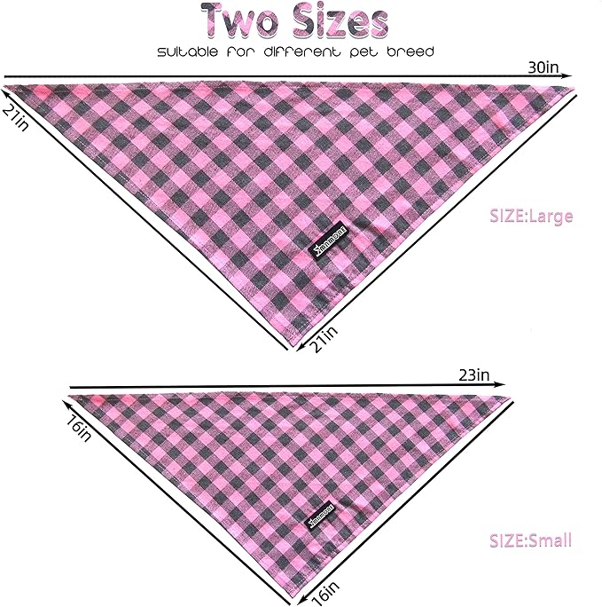 Adjustable Plaid Dog Bandanas,1PC Soft Washable Cotton Triangle Bib Kerchief Scarfs for Small Medium Large Dogs and Cats (Square Yellow, Small)