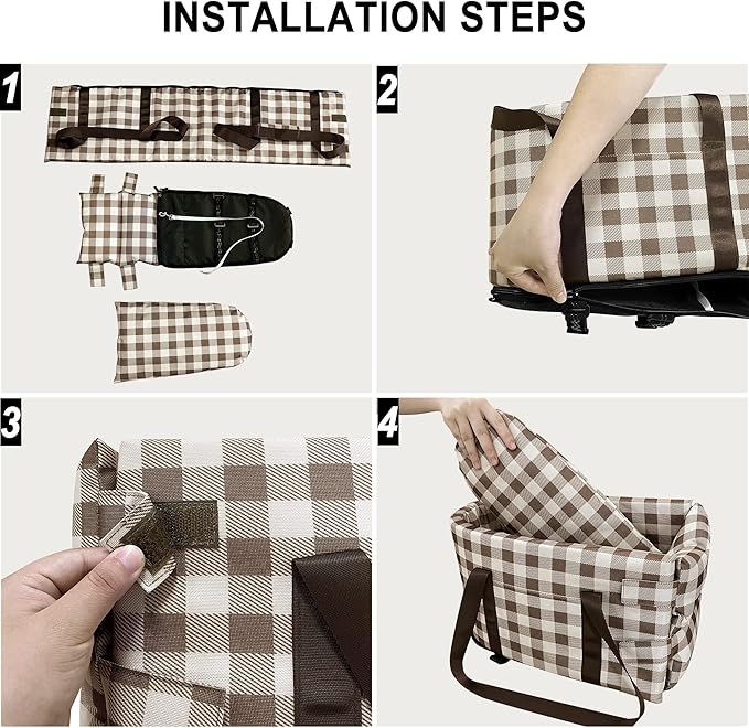 Dog Booster Car Seat ON Car Armrest,Puppy Travel Car Carrier Bed Center Console Doggie Seat for Small Pets Up to 10 Lbs,Detachable Dog Travel Bag for Most Car Deluxe Interactive Pet Seat