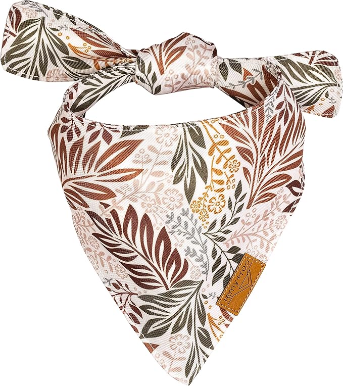 Remy+Roo Fall Dog Bandanas 4 Pack - Amber Set, Premium Durable Polyester Fabric, Patented Curved Design, Adjustable Fit for Small, Large, and XL Dogs, Trendy Patterns, Dog Fall Bandanas (XL)