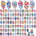 Sweetude 100 Pcs Tie Dye Dog Bandanas Bulk with Sayings Pet Triangle Scarf Bibs Washable Puppy Kerchief Adjustable Grooming Supplies for Small Medium Large Dog Cat Costume Accessories