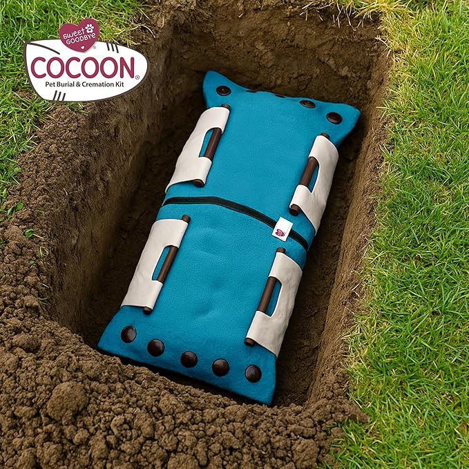 Cocoon® - Eco-Friendly Pet Burial & Cremation Ceremony Kit (Premium Wool) - Casket for Dogs and Cats – Size for Every Breed (Choose Size & Color) (XL, Teal Green)