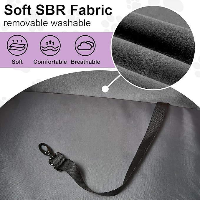 Dog Booster Car Seat, Foldable Puppy Car Safety Seat with 2-inch Elevated Cushion, Fully Detachable and Washable, Convenient to Carry, Easy to Install, Grey