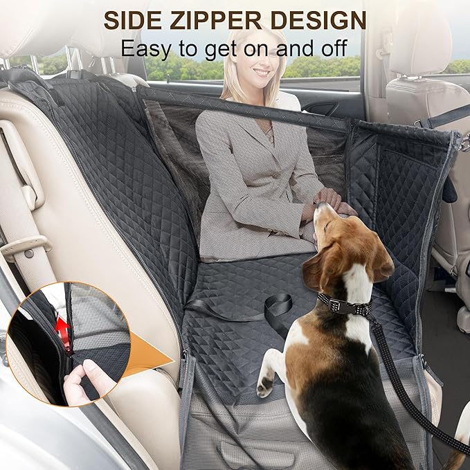 Dog Car Seat for Medium Dogs up to 50lbs, Foldable Booster Seat for Back Seats, Waterproof Pet CarSeat with Safety Belt and Non-Slip Bottom, Pet Seat Cover for Cars, Trucks and SUVs