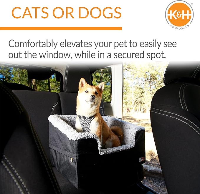 K&H Pet Products Bucket Booster Pet Seat Rectangle Knockdown Black/Gray Large