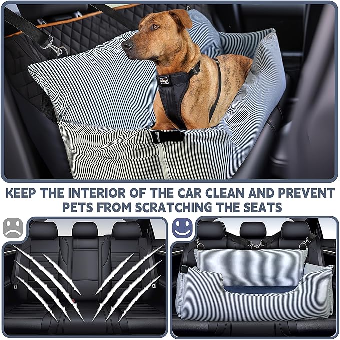 Dog Car Seat Pet Car Seat for Small Medium Large Dogs Dog Booster Seat for Safe and Comfortable Car Travel Dog Car Bed Extra Large for Large Dog White Blue 18 * 44 in Pet Day Exclusive