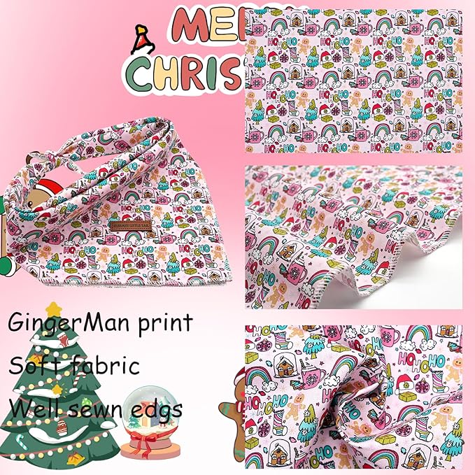 Elegant Little Tail Dog Bandana for Small Medium Large Dogs - Soft, Holiday Bib Scarf - Christmas - Adjustable, Washable