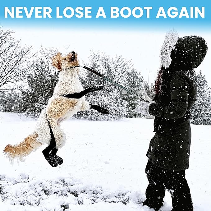 Updated Version - 100% Waterproof Dog Boots with Leggings – Stay-On Paw Protectors with Chest Strap for Rain & Snow, Anti-Slip Traction, Adjustable Fit, Machine Washable (Black, XS - Tall)