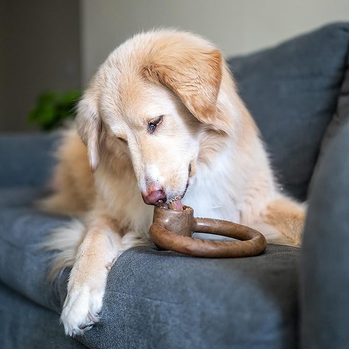 Lumabone Ring Stuffer Durable Chew Toy for Aggressive Chewers, Real Bacon, Made in USA, Large
