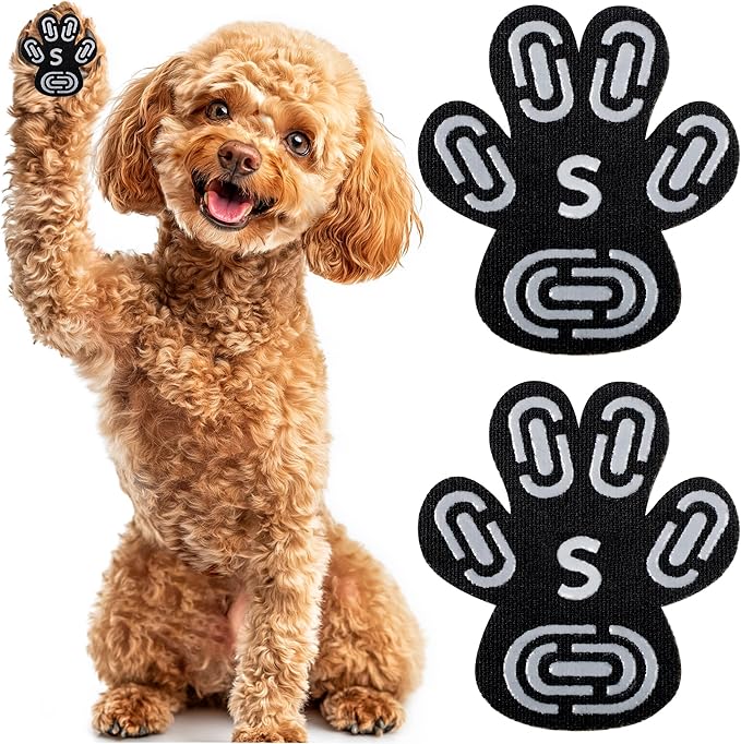 Dapaw Dog Paw Protector Pads, Anti-Slip Paw Grip for Senior & Injured Dogs on Hardwood & Tile Floors, Paw Stickers for Hot Pavement with Strong Traction (5 Sets, 20 Pcs) S