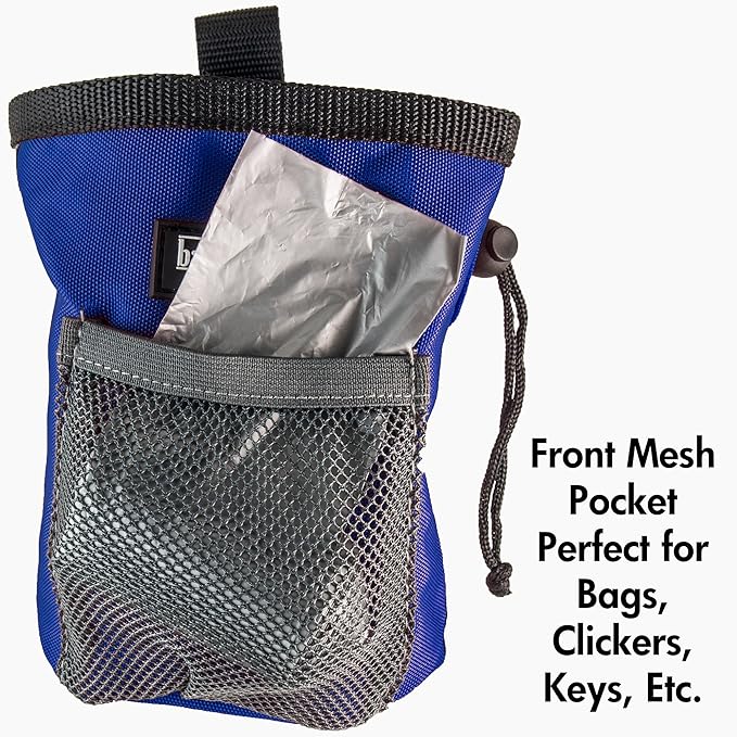 Dog Treat Pouch - Dog Treat Training Pouch - Treat Bags for Dogs, Easily Carries Snacks and Pet Toys, Dog Puppy Food Container with Mesh Pocket, Professional Quality Pouch (Blue)