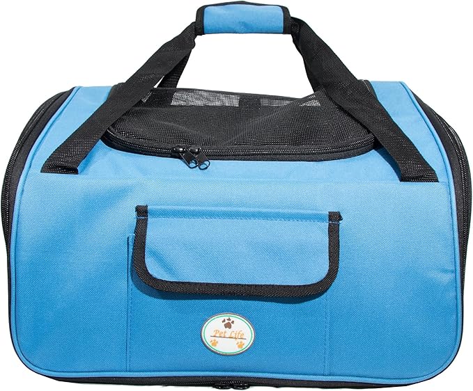 Pet Life ® 'Ultra-Lock' Collapsible Safety Travel Wire Folding Pet Carseat or Dog Car Seat Carrier with Side Pockets