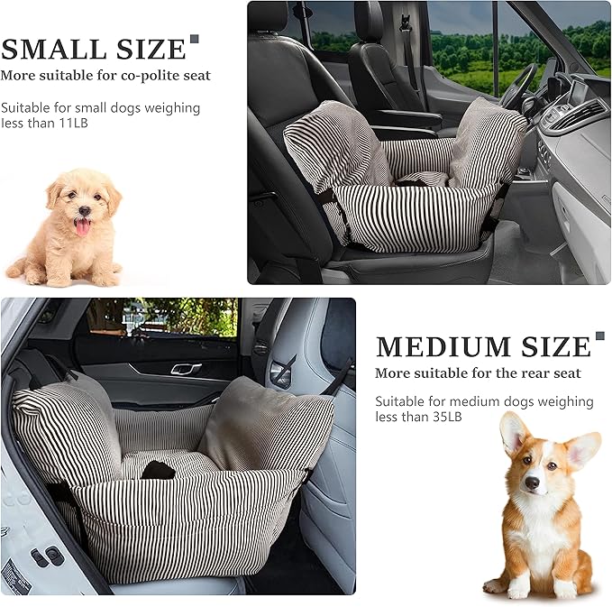 Dog Car Seat Pet Car Seat for Small Medium Large Dogs Dog Booster Seat for Safe and Comfortable Car Travel Dog Car Bed and Travel Bed White and Brown 20 * 30 in National Pet Day