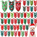 Preboun 50 Pcs Christmas Dog Bandanas Bulk Red and Green Bandanas for Dogs Triangle Kerchief Bibs Scarf Set for Pet Xmas Costume Photo Props Accessories Pet Shops, 25 Styles (19.7 x 13.8 x 13.8)