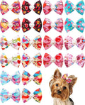 PET SHOW 20 Pack Valentines Dog Hair Bows with Alligator Clips for Small Medium Dogs Bowknot Hair Clips Cat Puppy Yorkshire Grooming Hair Accessories Rose Red Pink for Party Costumes