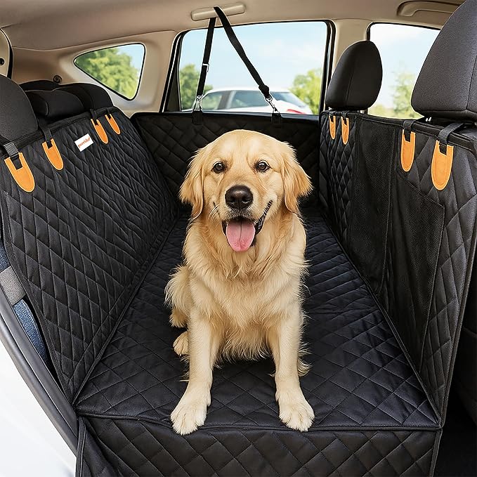 Back Seat Extender for Dogs Hard Bottom - Sturdy Dog Hammock for Car Hard Bottom Car Seat Cover for Dogs, with Seatbelt (No Foam)