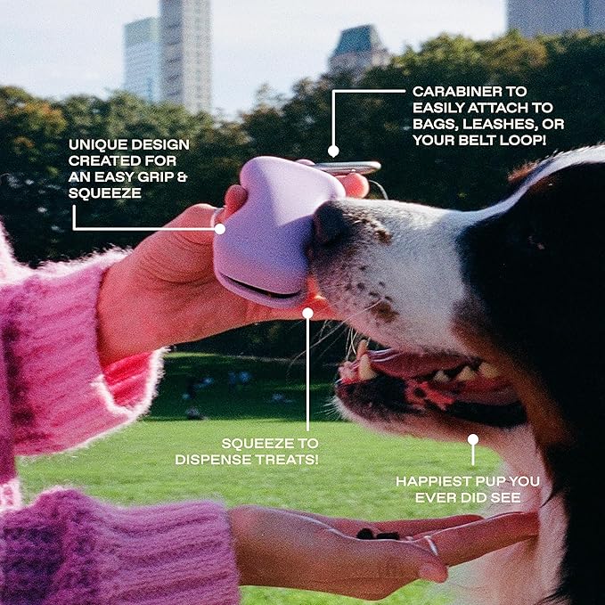 Springer Dog Treat Pouch for Effort-Free Squeeze Dispensing - Easy-fill, Food-Grade Silicone Treat Pouches for Pet Training - Includes Carabiner-Black