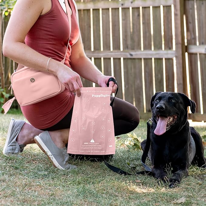 Puppington Certified Home Compostable Poop Bags - ASTM D6400 Compliant - 180 Extra Thick Bags - Plant Based - Pairs with Puppington 3-in-1 Bag & Fits all Standard Poop Bag Dispensers (Blush Pink)