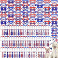 Eccliy 120 Pcs 4th of July Patriotic Dog Bow Ties Independence Day Red White Blue Bow Ties Dog Collars American USA Memorial Day Patriotic Bowties Neckties Adjustable Basic Pet Collars Accessories
