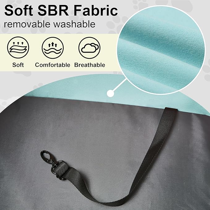 Dog Travel Seat, Pet Booster Seat for Small Dogs with Safety Tether Leash, Machine Washable, Durable and Keeps Shape, Breathable Mesh Sides, Storage Pocket in Front, Fits Car Truck SUV, Green