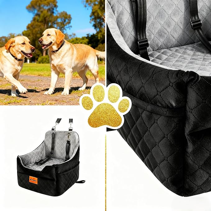 The netsekepet Suitable for Dogs Weighing 35 to 38 pounds Thick-Padded Memory Foam car Seats Suitable for Medium-Sized Dogs, Detachable and Washable, Storage Bags, 2 seat Belts
