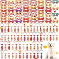 Eccliy 120 Pcs Thanksgiving Dog Bow Tie Bulk Fall Dog Grooming Bows Thanksgiving Adjustable Pumpkin Turkey Maple Leaves Pattern Pet Neckties for Small Medium Large Pet Cats