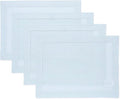 Solino Home Linen Placemats Set of 4 - Classic Hemstitch Light Blue Placemats 14 x 19 Inch - 100% Pure Linen Table Mats for Winter, New Year