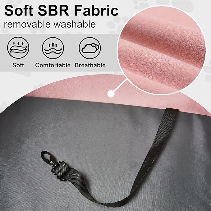 Dog Car Seat for Small Dogs, up to 13lbs, Foldable Dog Car Booster Seat with Non-Slip Bottom, Safety Tether and Storage Pocket, Comfortable Waterproof Fabric, Breathable Mesh Windows, Pink