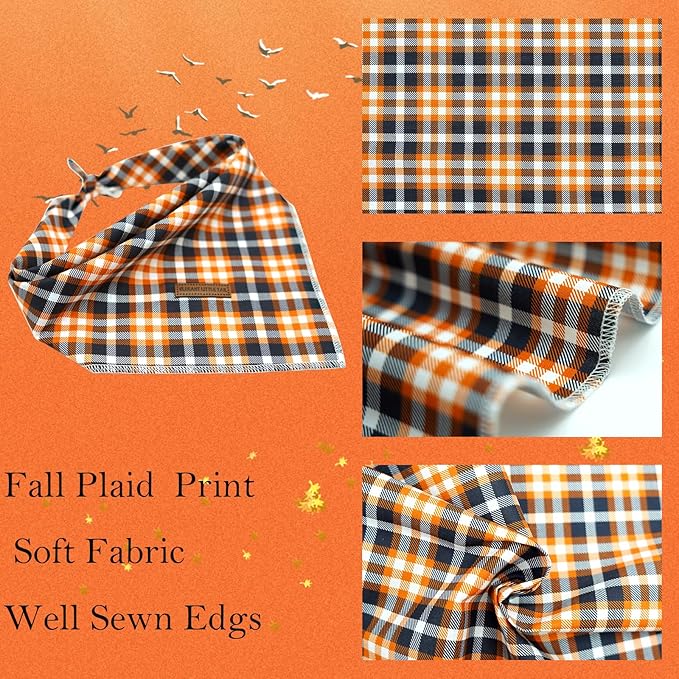Elegant Little Tail Dog Bandana - Fall Halloween Adjustable Scarf Handkerchief Bib for Boy Girl Square Kerchief - Small Large Dogs