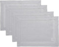Solino Home Linen Placemats Set of 4 - Classic Hemstitch Soft Grey Placemats 14 x 19 Inch - 100% Pure Linen Table Mats for Winter, New Year
