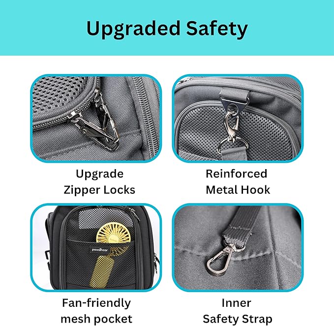 Crash-Tested Dog Carrier & Small Dog Car Seat (Test with FMVSS 213b - 5 Star Safety Rated by CPS) | Cat Carrier Soft - Expandable, Zipper Locks, Fan Pocket | Best for Safe Travel - For Pet Up to 12lbs