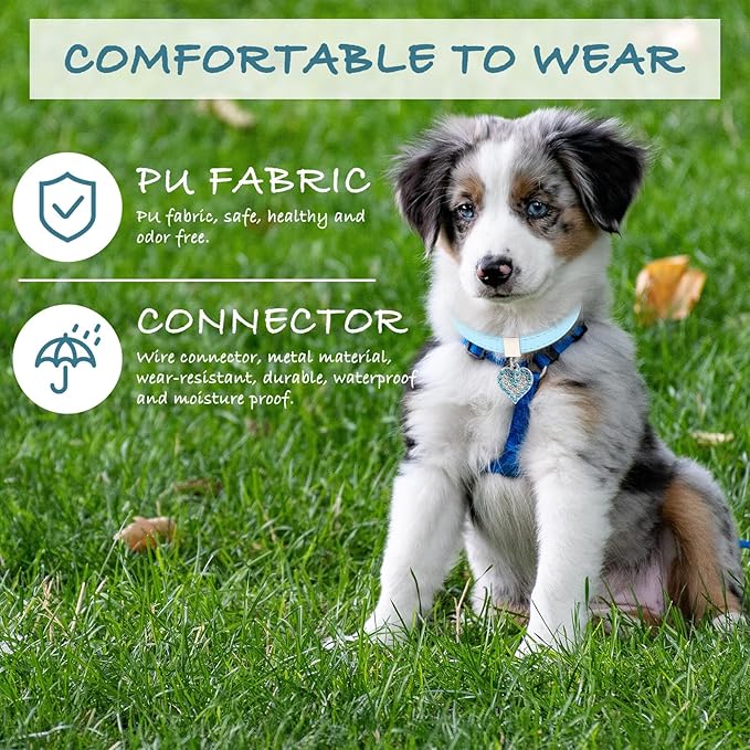 jojofuny 2pcs Adjustable Dog Collar with Buckle Blue and Pink Medium Size 1.3-35cm Pet Neck Decoration Dog Neck Ornament