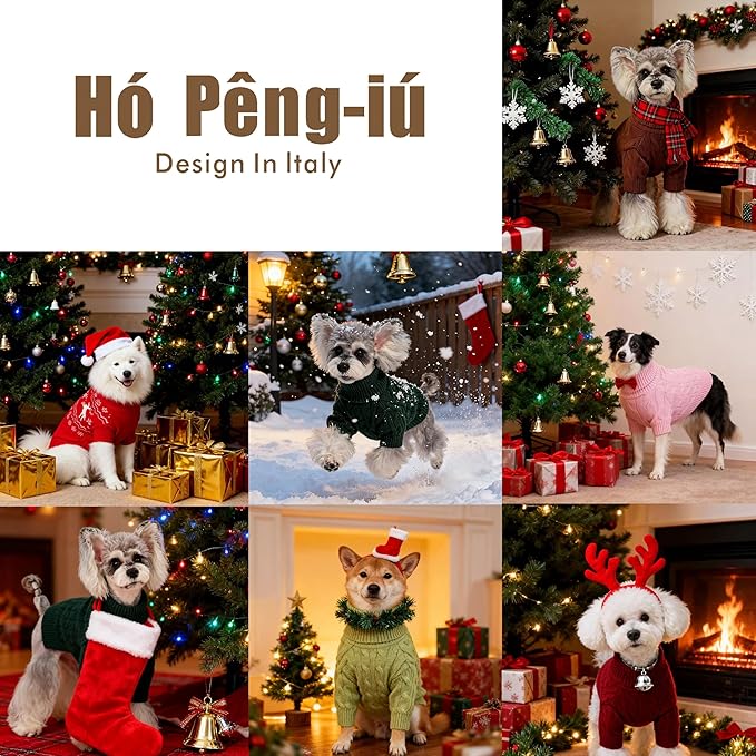 Small/Medium Dog Sweater, Warm Dog Winter Coat w/Sleeves, Comfortable High Neck Premium Dog Clothes for Bulldog-Best for Holidays, Daily Walks L Green