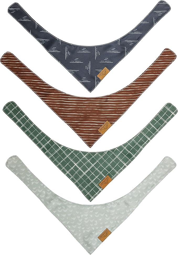Remy+Roo Small Spring Dog Bandanas - 4 Pack Logan Set | Premium Durable Adjustable Polyester Fabric | Patented Shape Boy Dog Bandanas | Pack of Thanksgiving Bandanas for Dogs