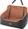 Dog Car Seat for Medium Dogs - Pet Car Seat with 2 Safety Straps & Waterproof Padding, Portable Pet Carrier for Cars, Trucks & SUVs, Comfortable Booster Bed for Pets Up to 55lbs (Black/Coffee)