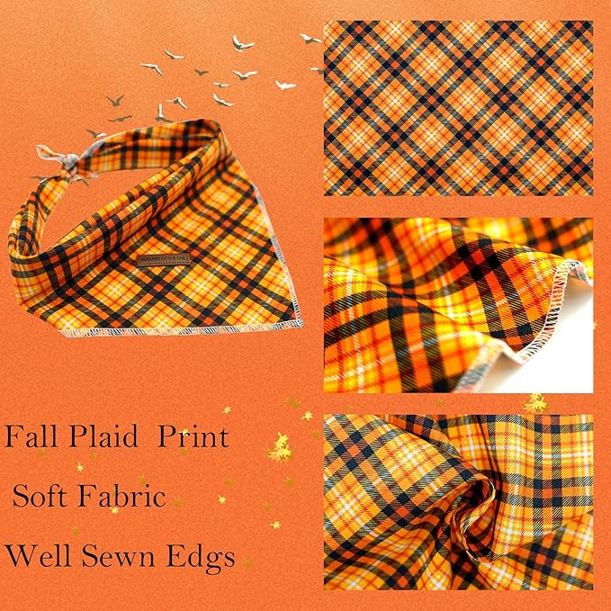 Elegant Little Tail Dog Bandana, Fall Halloween Adjustable Scarf Handkerchief Bib for Small Large Dogs, Boy Girl Square Kerchief