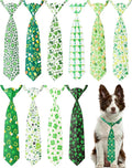PET SHOW 10 Pack St. Patrick's Day Big Dog Ties Neckties for Large Breed Dogs XL Adjustable Holiday Grooming Accessories Neck Ties Bowties Girl Boy Pets Festival Costumes Wedding Party Gift Favor