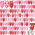 Retisee 100 Pieces Valentines Dog Bandanas Bulk Heart Puppy Bibs Triangle Dog Scarf Kerchief Set Pink Pet Bandanas for Valentines Day Pet Costume Accessories Decoration