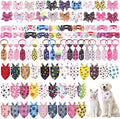 Reginary 120 Pcs Paw Bone Print Dog Bandanas Bulk Dog Bows Set Bow Ties Cat Scarf Colorful Washable Triangle Pet Kerchief Cute Bib for Summer Small Medium Large Pets Grooming Accessories Costume