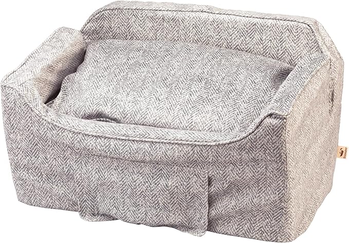 Snoozer Dog Car Seat with Storage Tray: Lookout II Dog Booster Car Seat for Pets up to 34lbs, Helps Alleviate Travel Sickness & Fear for Dogs, Removable Washable Cover – Palmer Dove, Size Large
