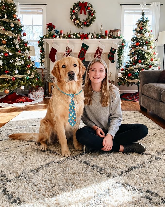 PET SHOW 10pcs Pack Christmas Big Dog Ties Neckties for Large Breed Dogs XL Adjustable Holiday Grooming Accessories Neck Ties Bowties Girl Boy Festival Costumes Photography Party Gift Favor